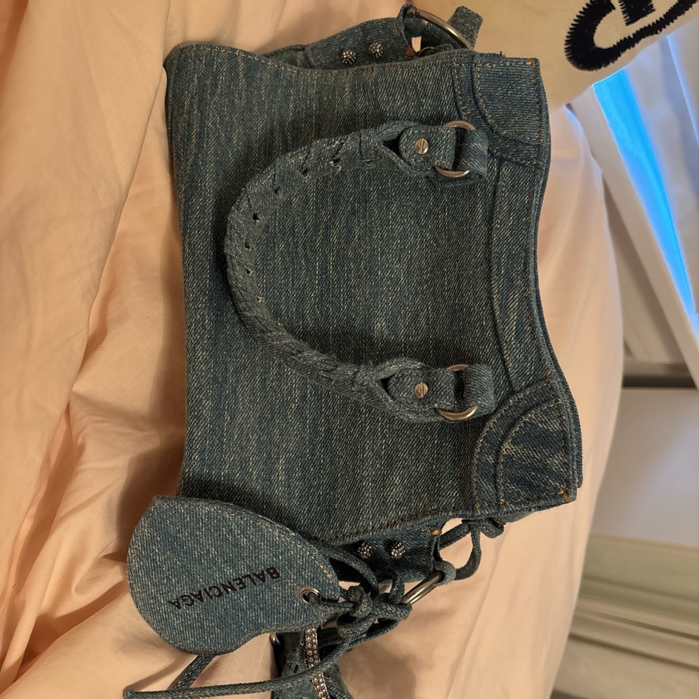 Blue Denim Women's Bag - Faux Balenci*ga